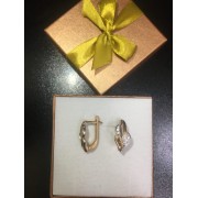 Серьги с камнями  , золото 585 (14K), вес 3.5 г.