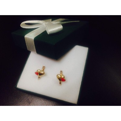 Серьги СЕРДЦЕ, золото 585 (14K), вес 1.3 г. Серьги СЕРДЦЕ, золото 585 (14K), вес 1.3 г.