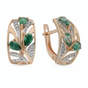 Серьги золотые с фианитами, золото 585 (14K), вес 5.1 г.