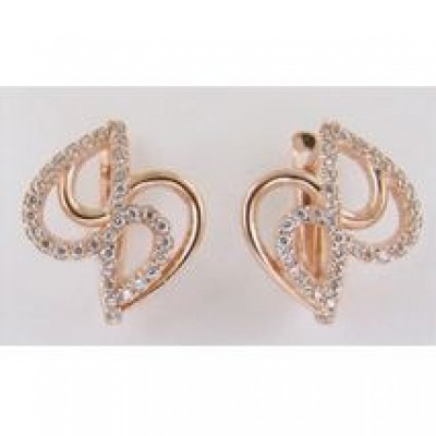 Серьги золотые с фианитами, золото 585 (14K), вес 3 г. Серьги золотые с фианитами, золото 585 (14K), вес 3 г.