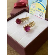 Серьги с камнями, золото 585 (14K), вес 4.7 г.