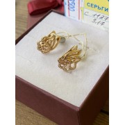Серьги с камнями, золото 585 (14K), вес 3.17 г.