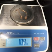 Серьги с камнями , золото 585 (14K), вес 1 г.