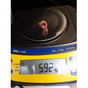 Кольцо золотое с корундом, золото 585 (14K), вес 5.9 г.