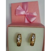 Серьги с фианитами, золото 585 (14K), вес 3.86 г.