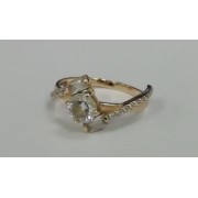 Кольцо с фианитами, золото 585 (14K), вес 1.63 г.