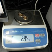 Серьги с камнями, золото 585 (14K), вес 2.4 г.