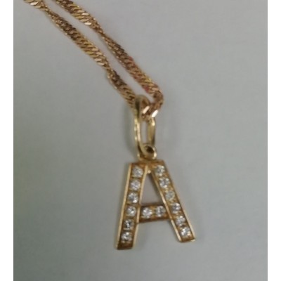 Подвеска А, золото 585 (14K), вес 0.54 г. Подвеска А, золото 585 (14K), вес 0.54 г.