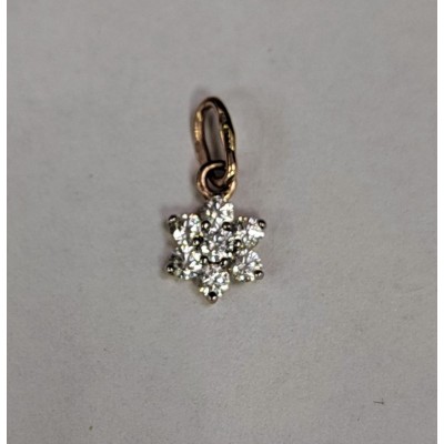 Подвеска с фианитами, золото 585 (14K), вес 0.4 г. Подвеска с фианитами, золото 585 (14K), вес 0.4 г.