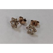 Серьги-пусеты с фианитами, золото 585 (14K), вес 1.3 г.