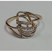 Кольцо золотое с фианитами, золото 585 (14K), вес 1.88 г.