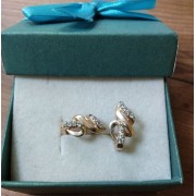 Серьги золотые с фианитами, золото 585 (14K), вес 3.4 г.