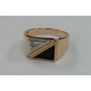 Печатка золотая с фианитом и вставкой, золото 585 (14K), вес 4.18 г.