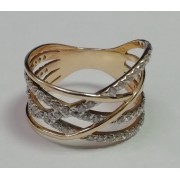 Кольцо золотое с фианитами, золото 585 (14K), вес 3.32 г.