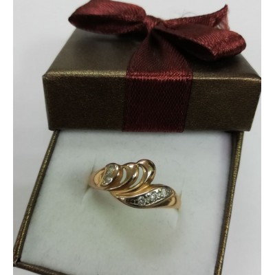 Кольцо золотое с фианитом, золото 585 (14K), вес 1.86 г. Кольцо золотое с фианитом, золото 585 (14K), вес 1.86 г.