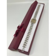 Браслет серебряный с фианитами, серебро 925, вес 16.6 г.