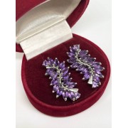 Серьги серебряные с фианитами, серебро 925, вес 10.8 г.