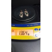 Серьги золотые с фианитами, золото 585 (14K), вес 13.64 г.