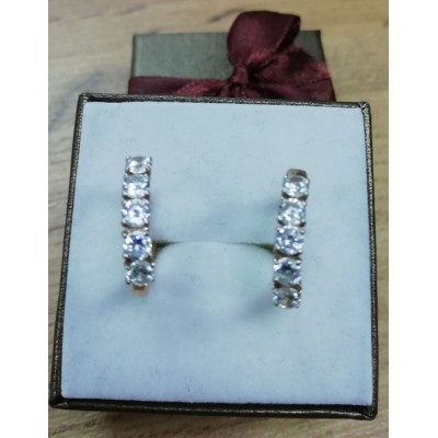 Серьги с фианитами, золото 585 (14K), вес 2.5 г. Серьги с фианитами, золото 585 (14K), вес 2.5 г.