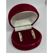 Серьги с камнями фианит, золото 585 (14K), вес 2.44 г.