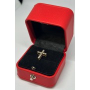 Крестик золотой с фианитами, золото 585 (14K), вес 1 г.