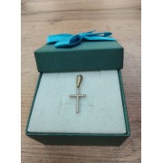 Крест золотой с фианитами, золото 585 (14K), вес 0.5 г.