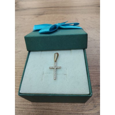 Крест золотой с фианитами, золото 585 (14K), вес 0.5 г. Крест золотой с фианитами, золото 585 (14K), вес 0.5 г.