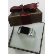 Печатка серебряная с фианитами и вставкой, серебро 925, вес 4.39 г.